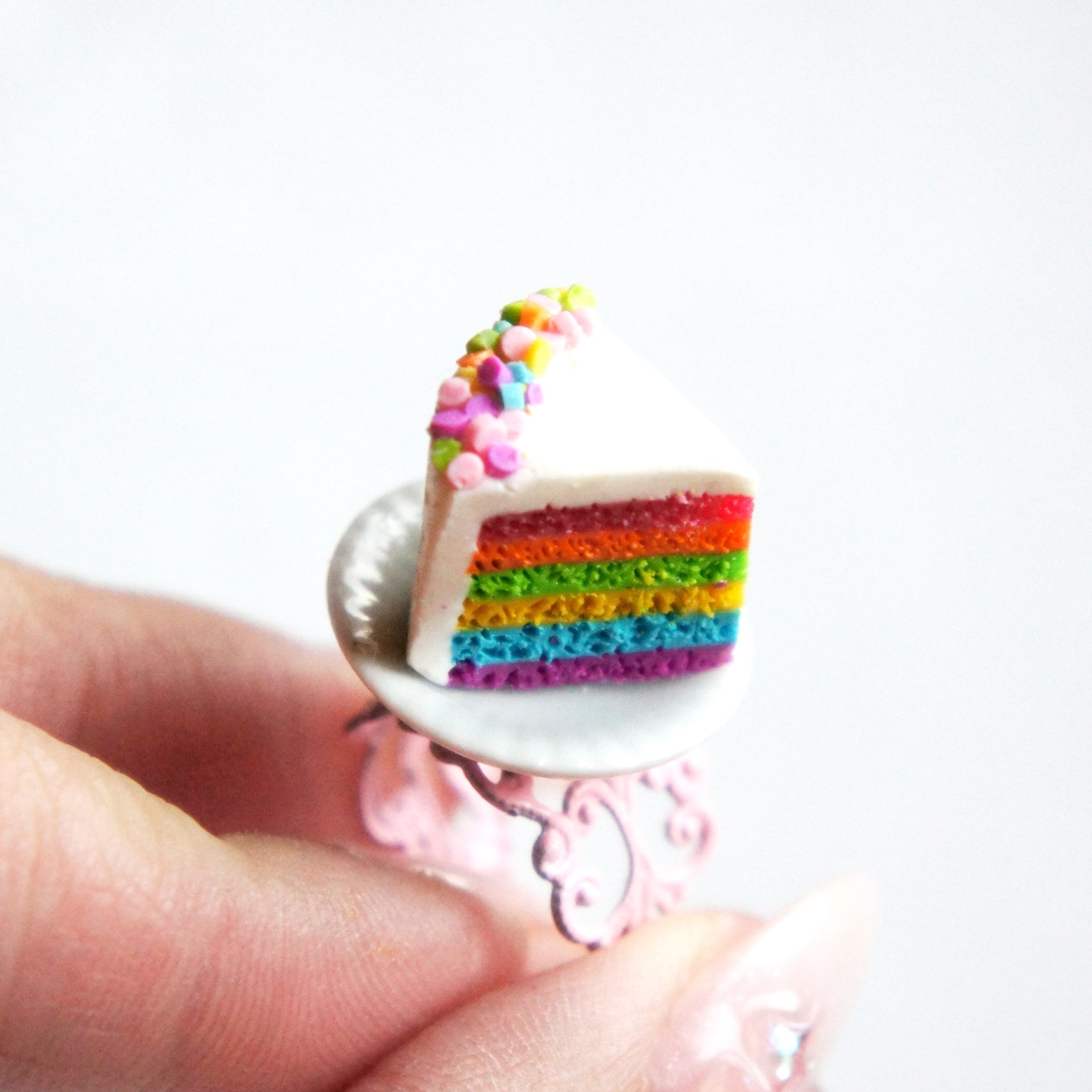 Rainbow Cake Slice Ring