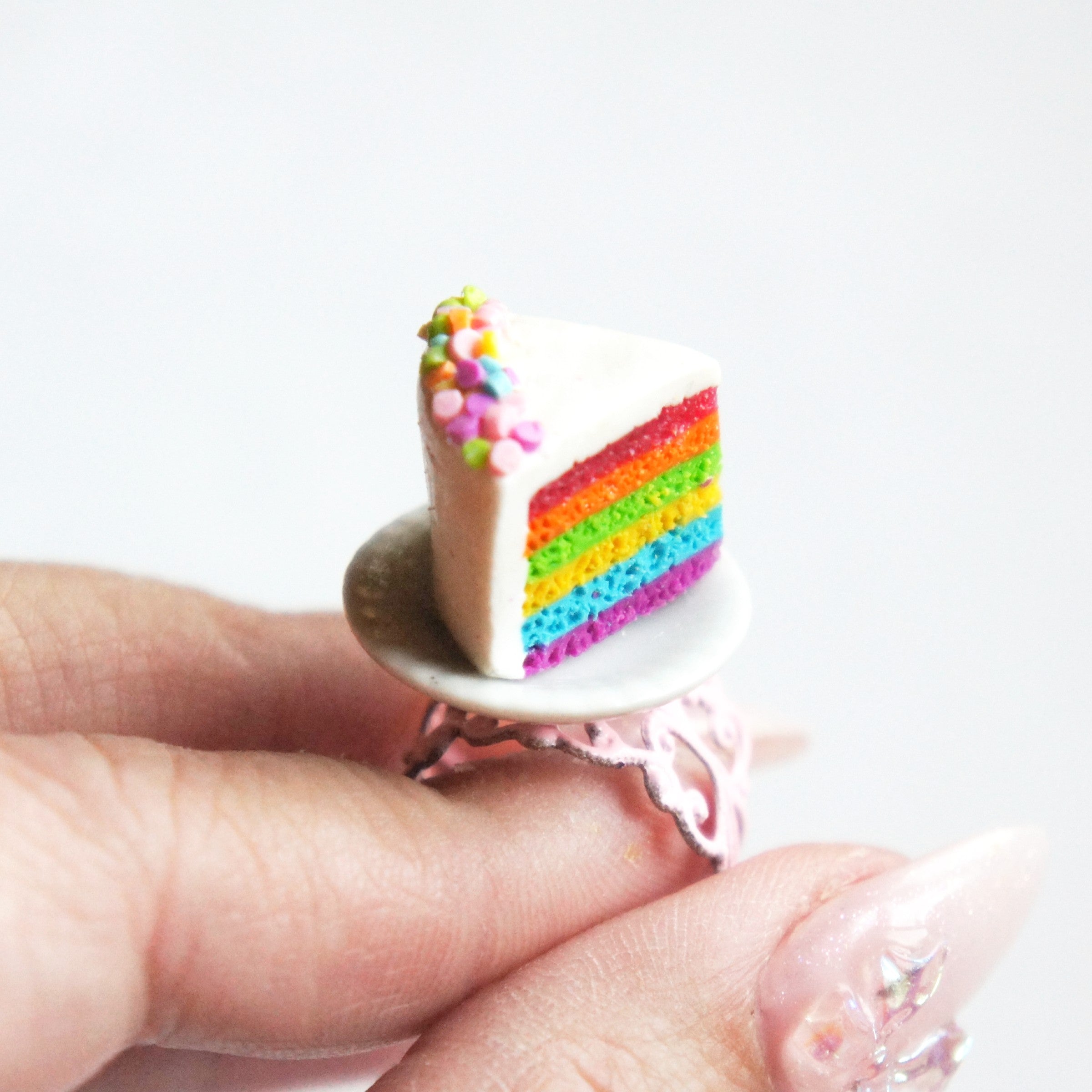 Rainbow Cake Slice Ring