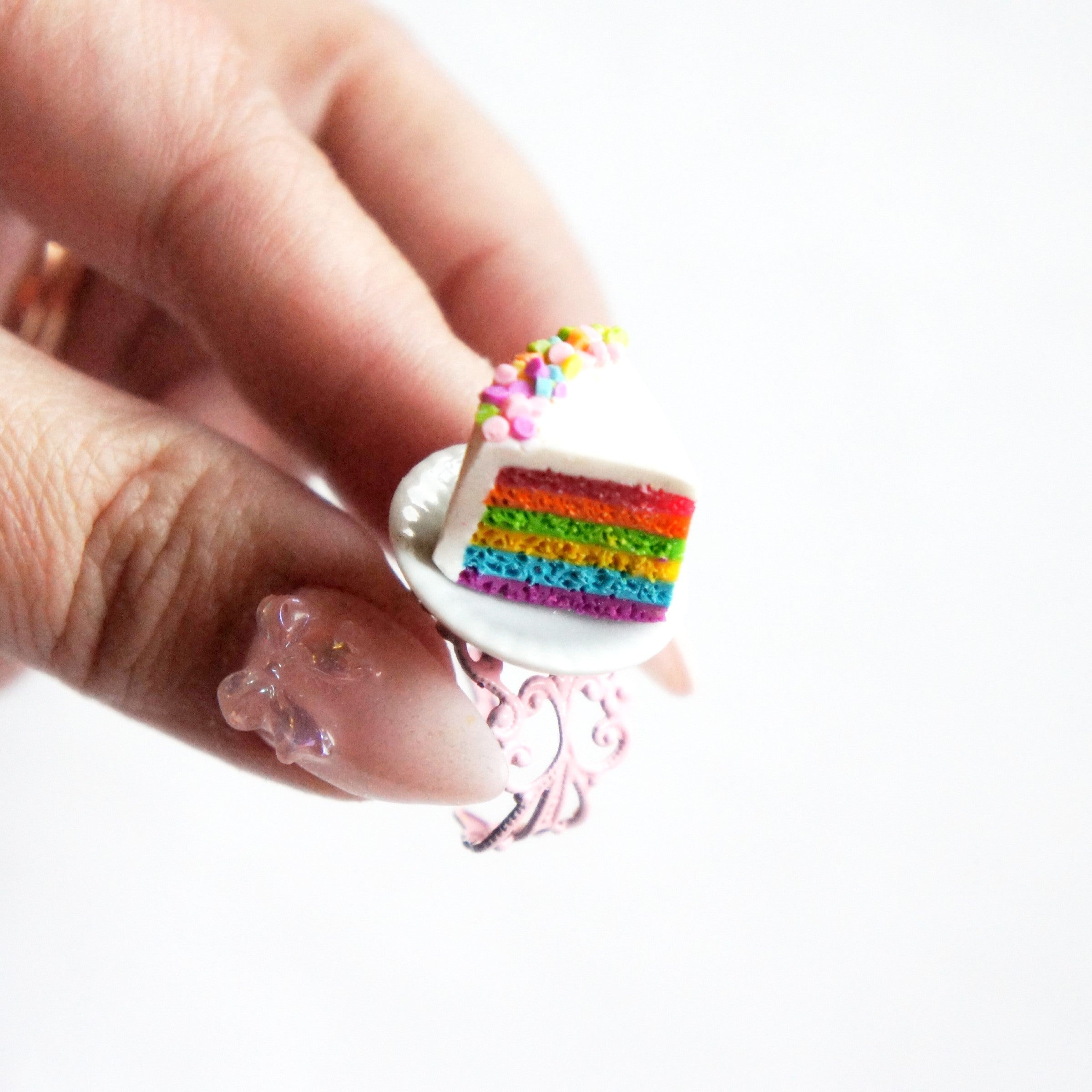 Rainbow Cake Slice Ring