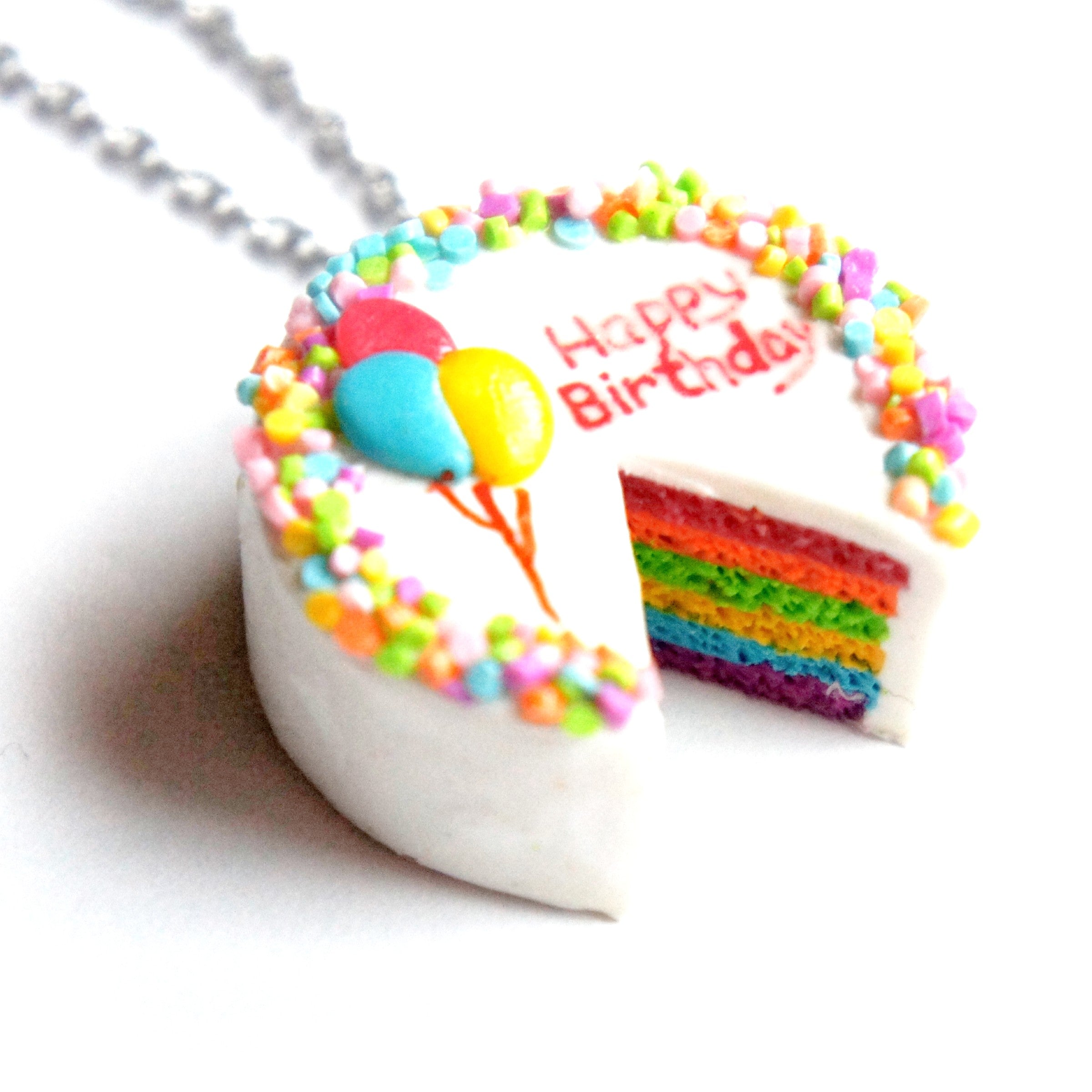 Rainbow Birthday Cake Necklace