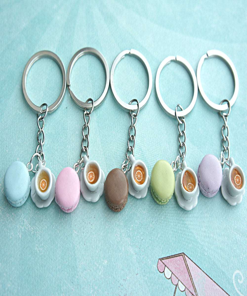 french macaron and tea keychain - Jillicious charms and accessories