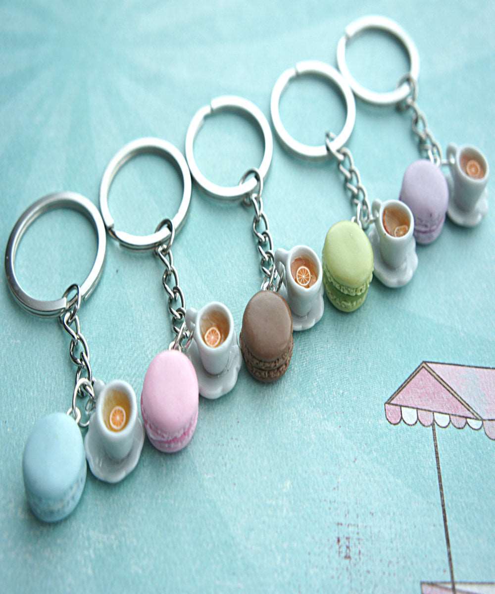 french macaron and tea keychain - Jillicious charms and accessories
