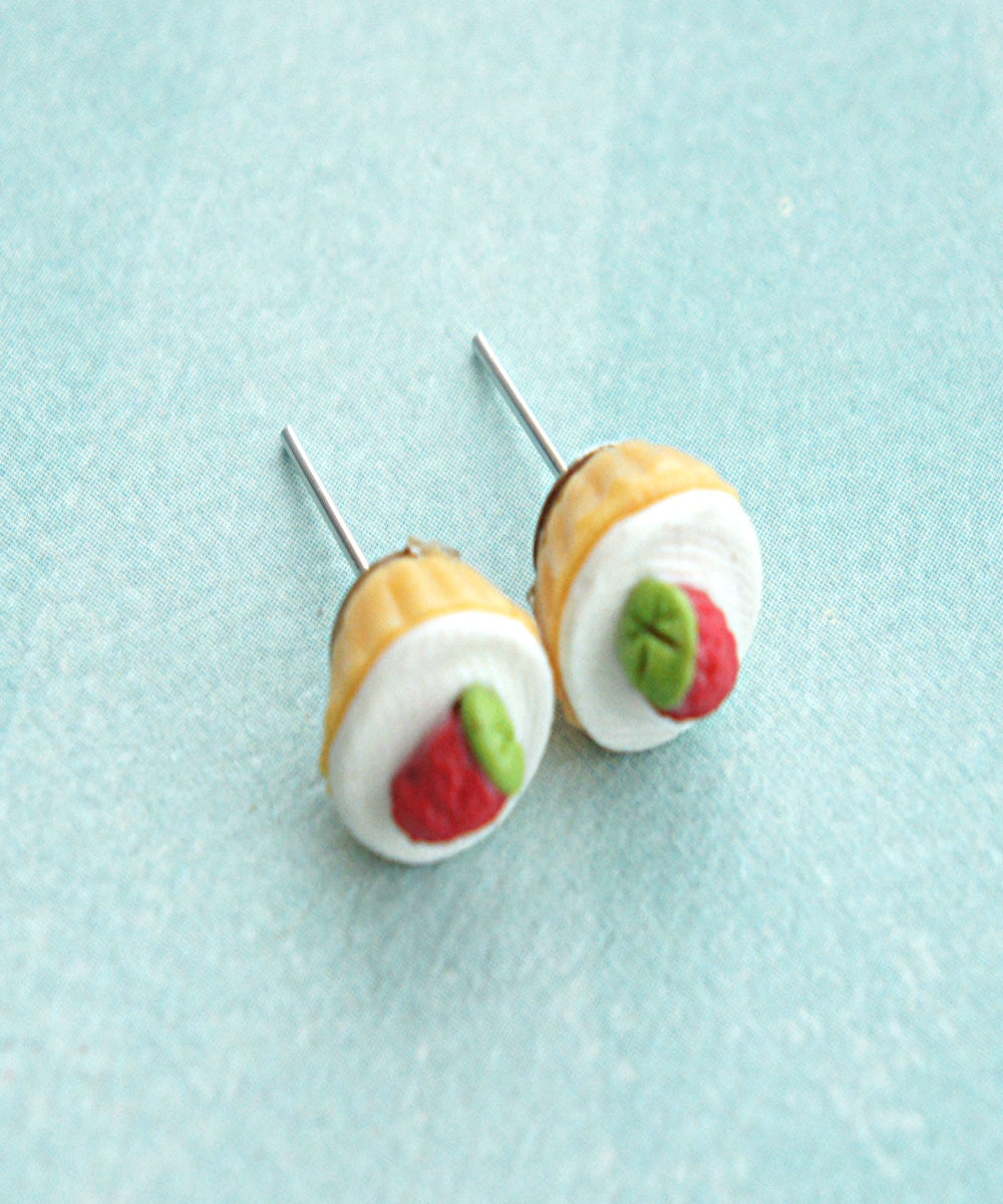 Strawberry Cupcake Stud Earrings - Jillicious charms and accessories