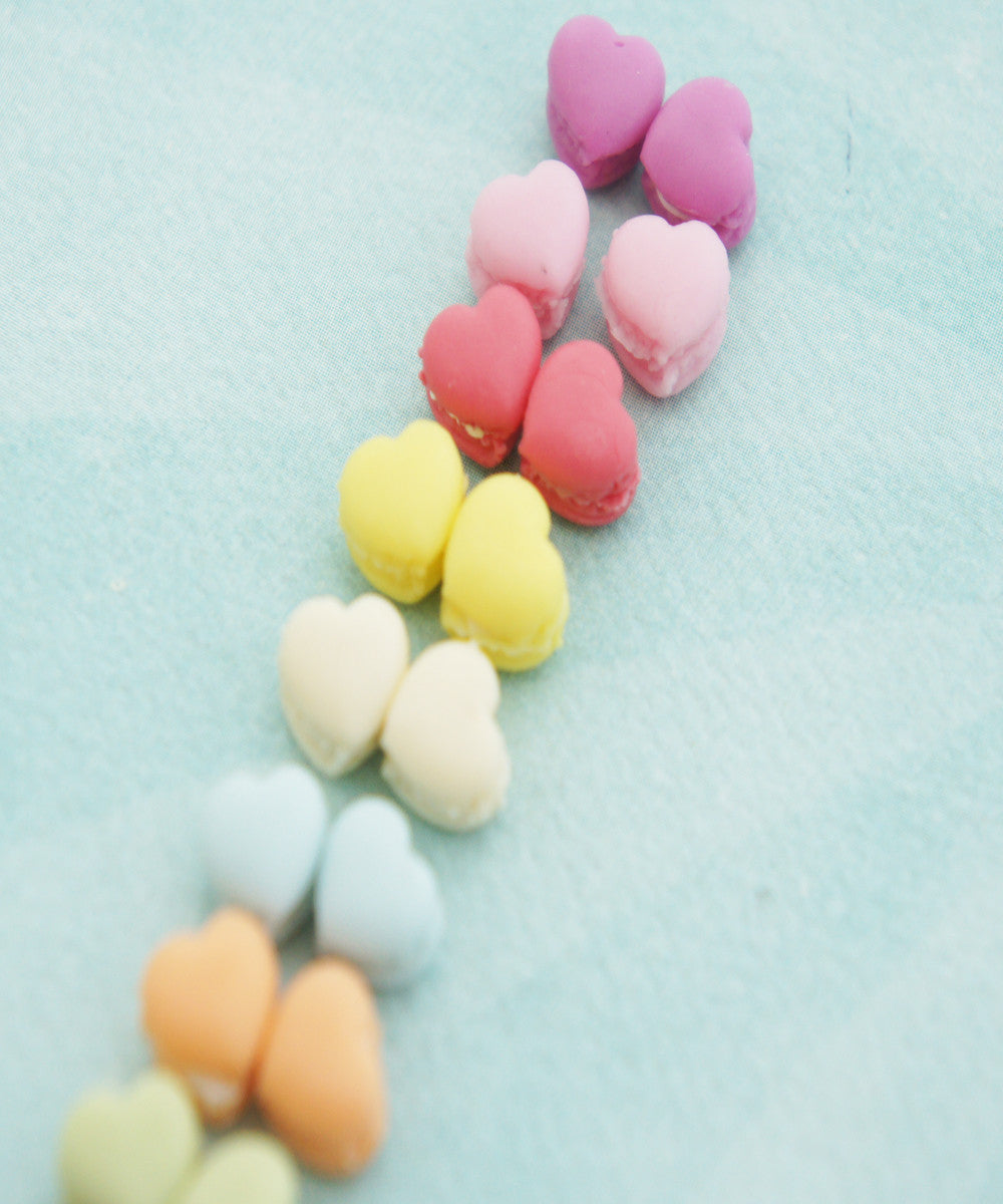 french macaron hearts stud earrings - Jillicious charms and accessories