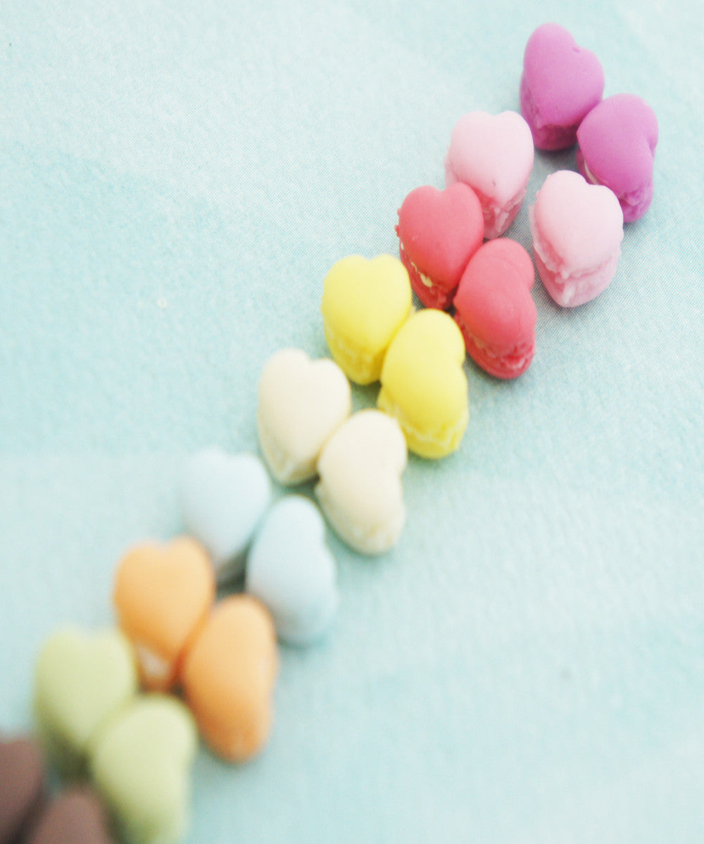 french macaron hearts stud earrings - Jillicious charms and accessories