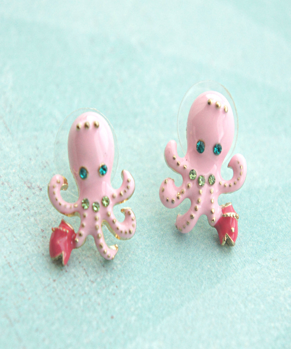 Pink Octopus Stud Earrings - Jillicious charms and accessories