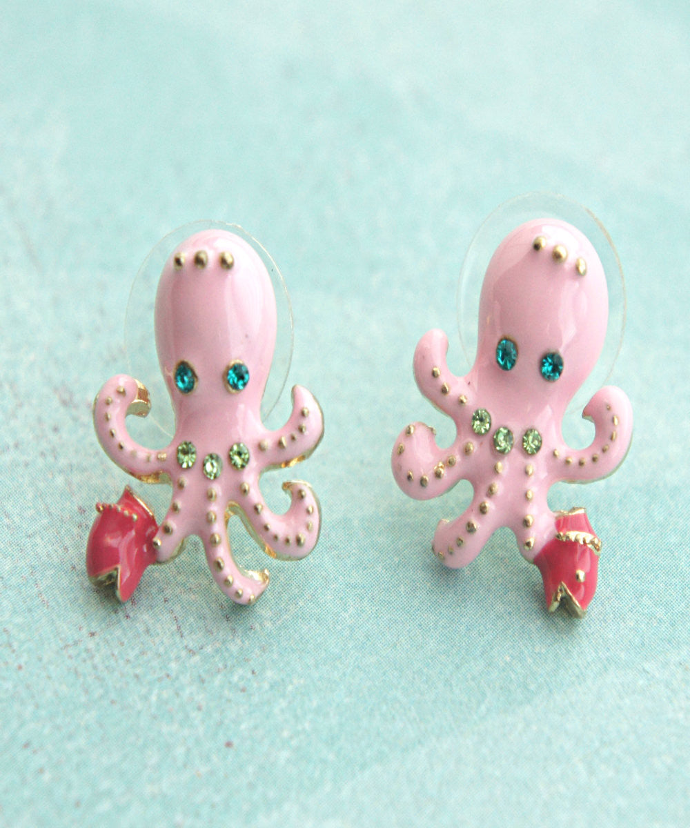 Pink Octopus Stud Earrings - Jillicious charms and accessories