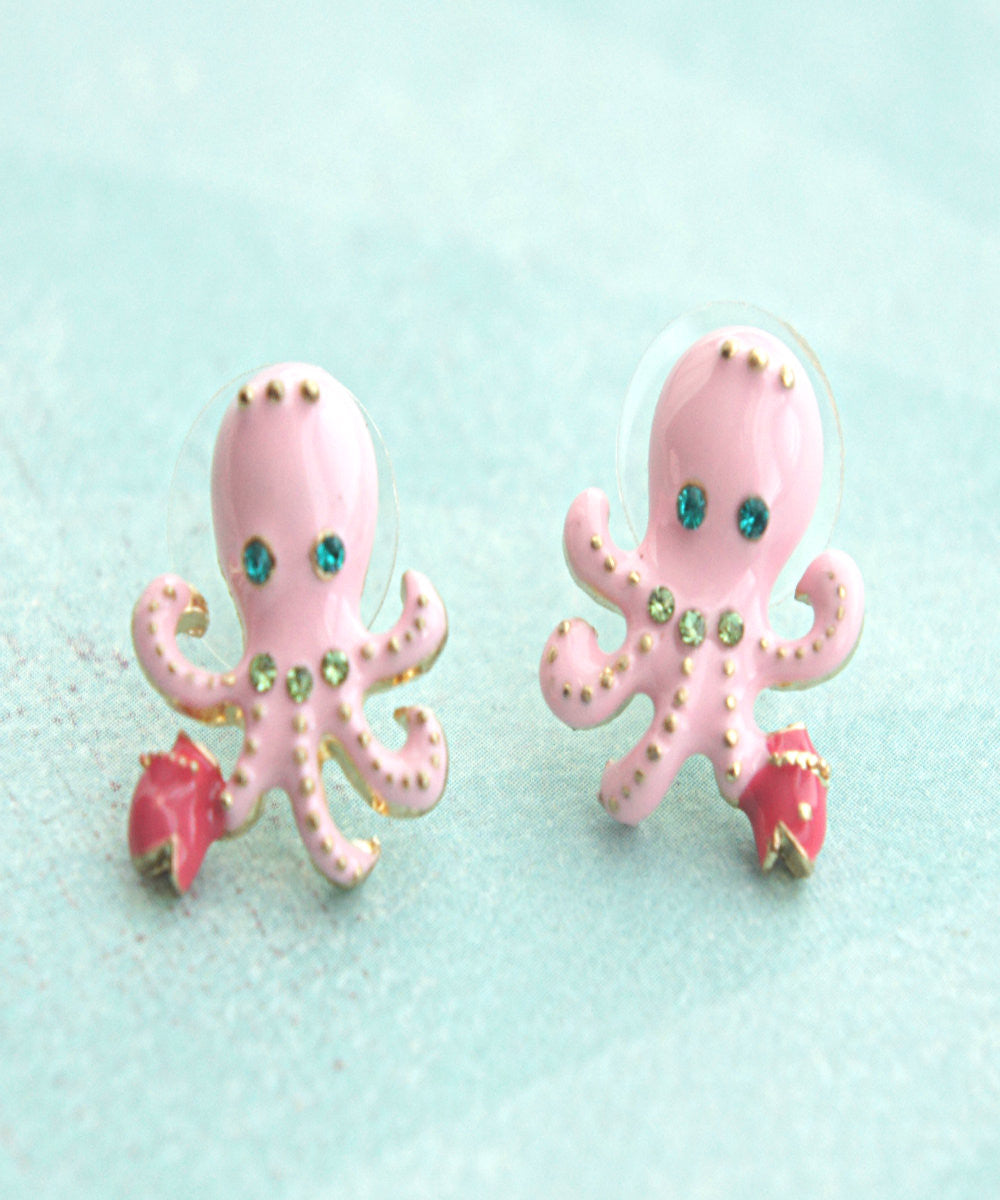 Pink Octopus Stud Earrings - Jillicious charms and accessories