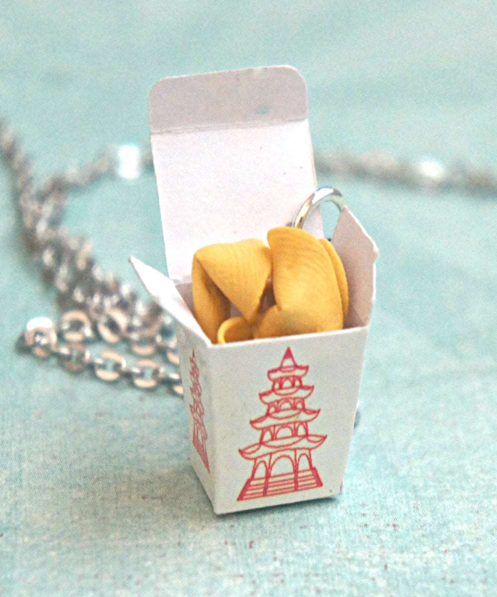 fortune cookie take out box necklace - Jillicious charms and accessories