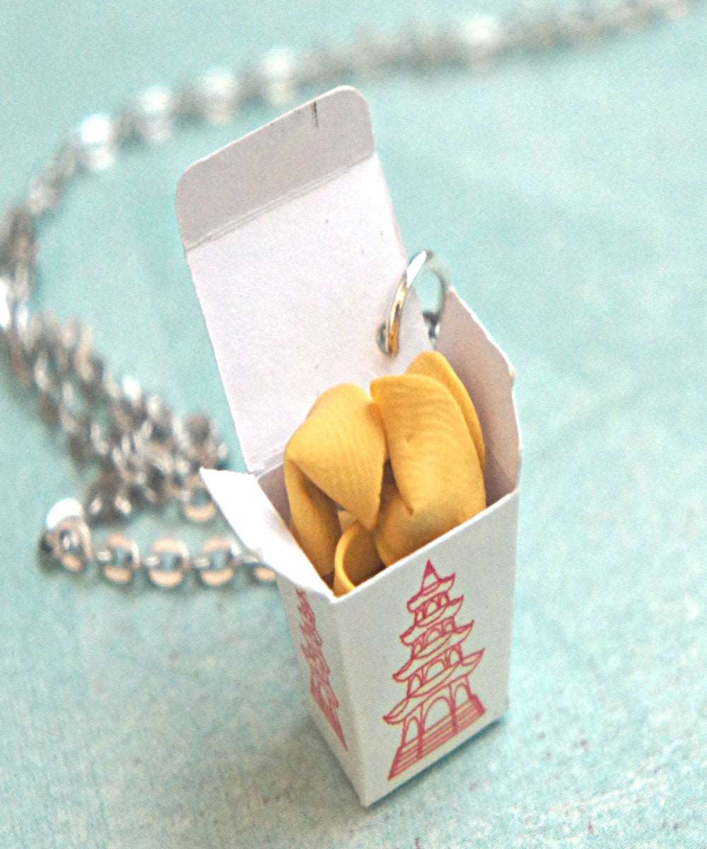 fortune cookie take out box necklace - Jillicious charms and accessories