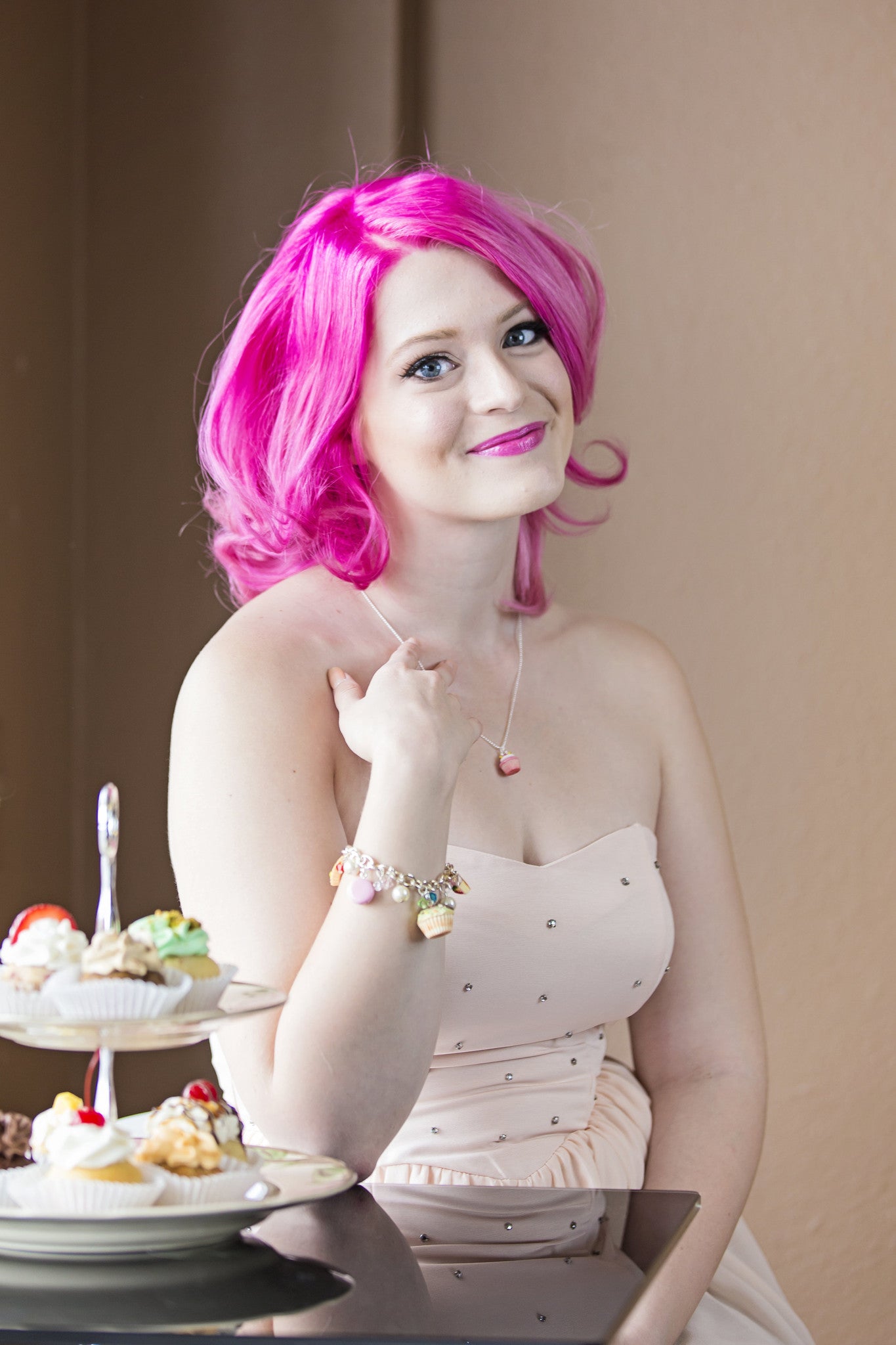 Strawberries and Cream Cupcake Necklace - Jillicious charms and accessories